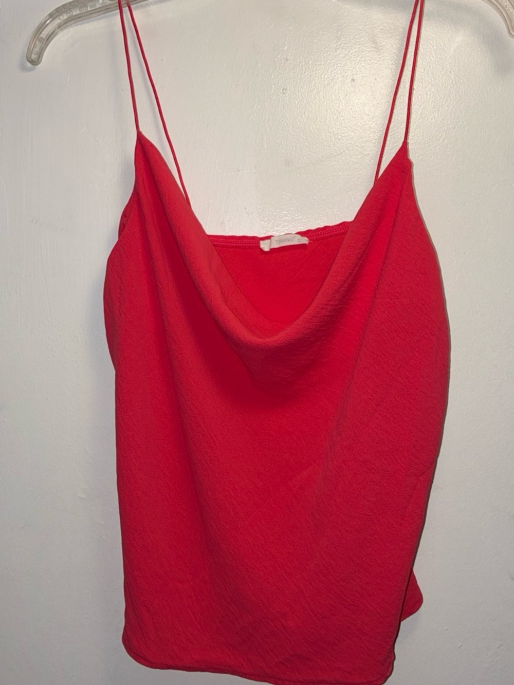 Timing Bright Red Cowl Neck Spaghetti Strap Camisole